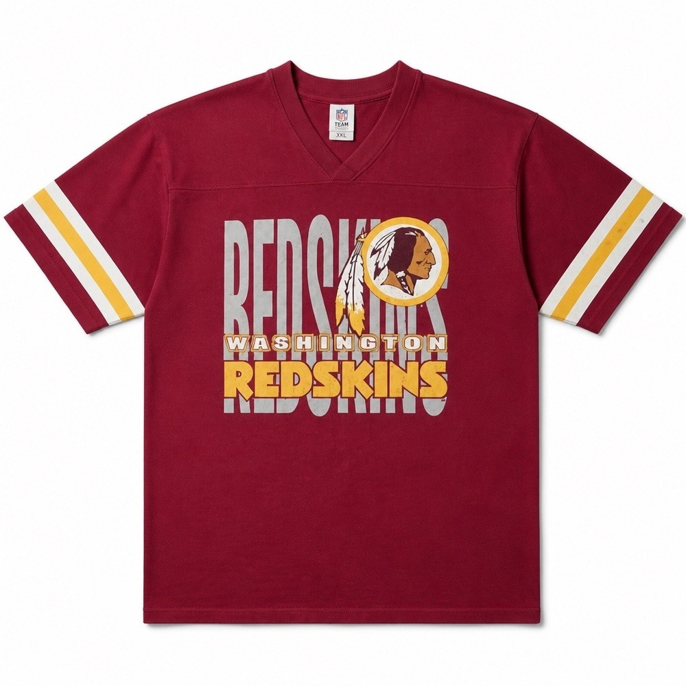Vintage Washington Redskins Team Rated Shirt XXL USA Made 90s NFL V-Neck Red - Picture 2 of 11